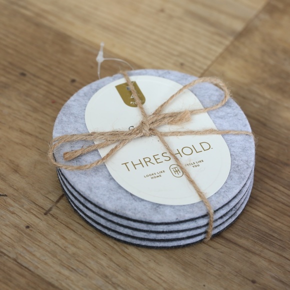 Lot of 3 Sets of Threshold Gray Felt Coasters Set - Picture 3 of 6